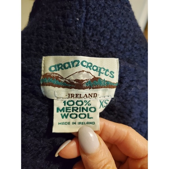 Aran Crafts Ireland Wool Cableknit open Cardigan Sweater XS - Picture 7 of 8